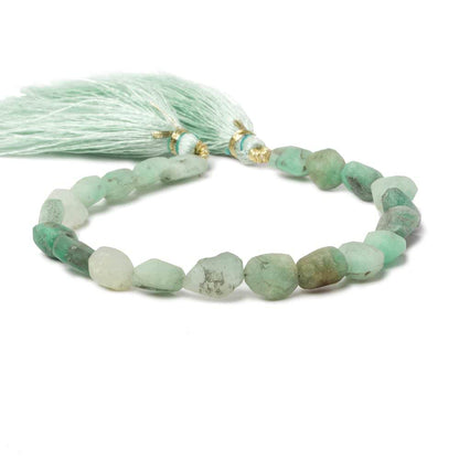7x7-11x9mm Matte Colombian Emerald plain nugget beads 7.5 inch 17 pieces
