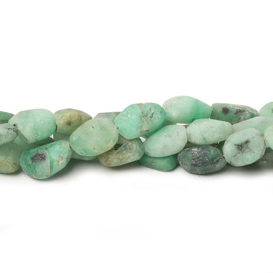 7x7-11x9mm Matte Colombian Emerald plain nugget beads 7.5 inch 17 pieces