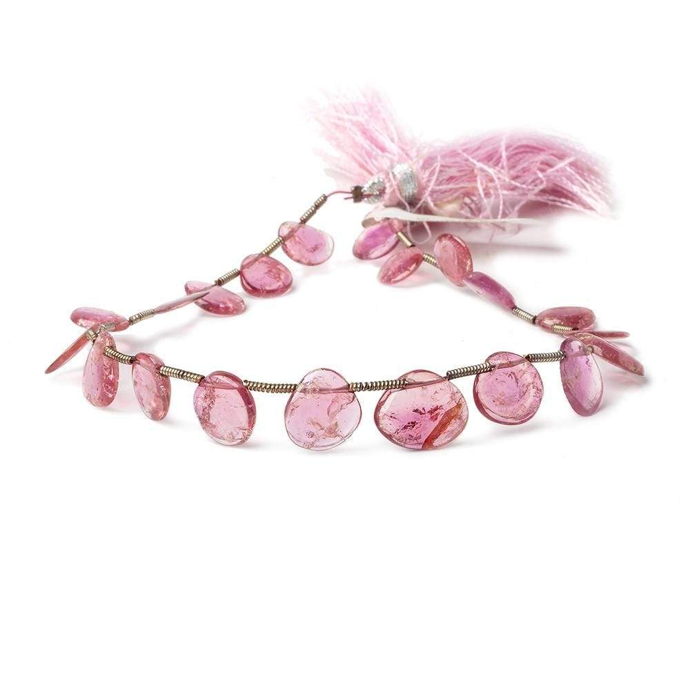 7x7-10x9mm Pink Tourmaline Top Drill Slice Beads 8 inch 20 pieces