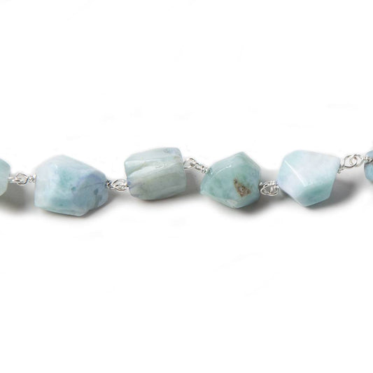7x7-12x8mm Larimar faceted nugget .925 Silver Chain by the foot