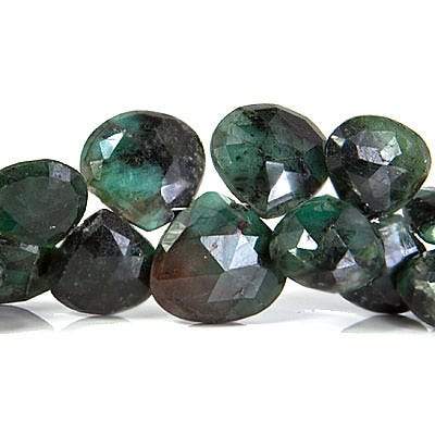 7x7-13x11mm Emerald Heart Briolette 7 inch 39 pieces