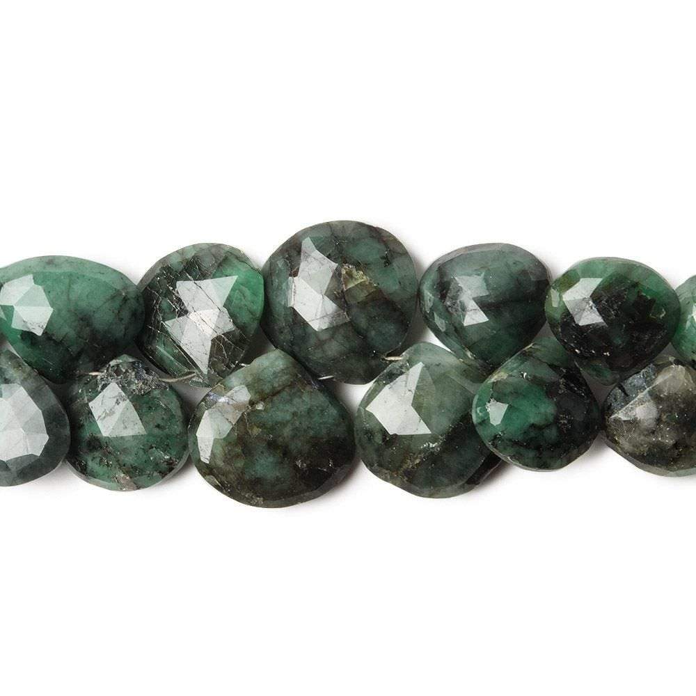 7x7-13x11mm Emerald Heart Briolette 7 inch 39 pieces