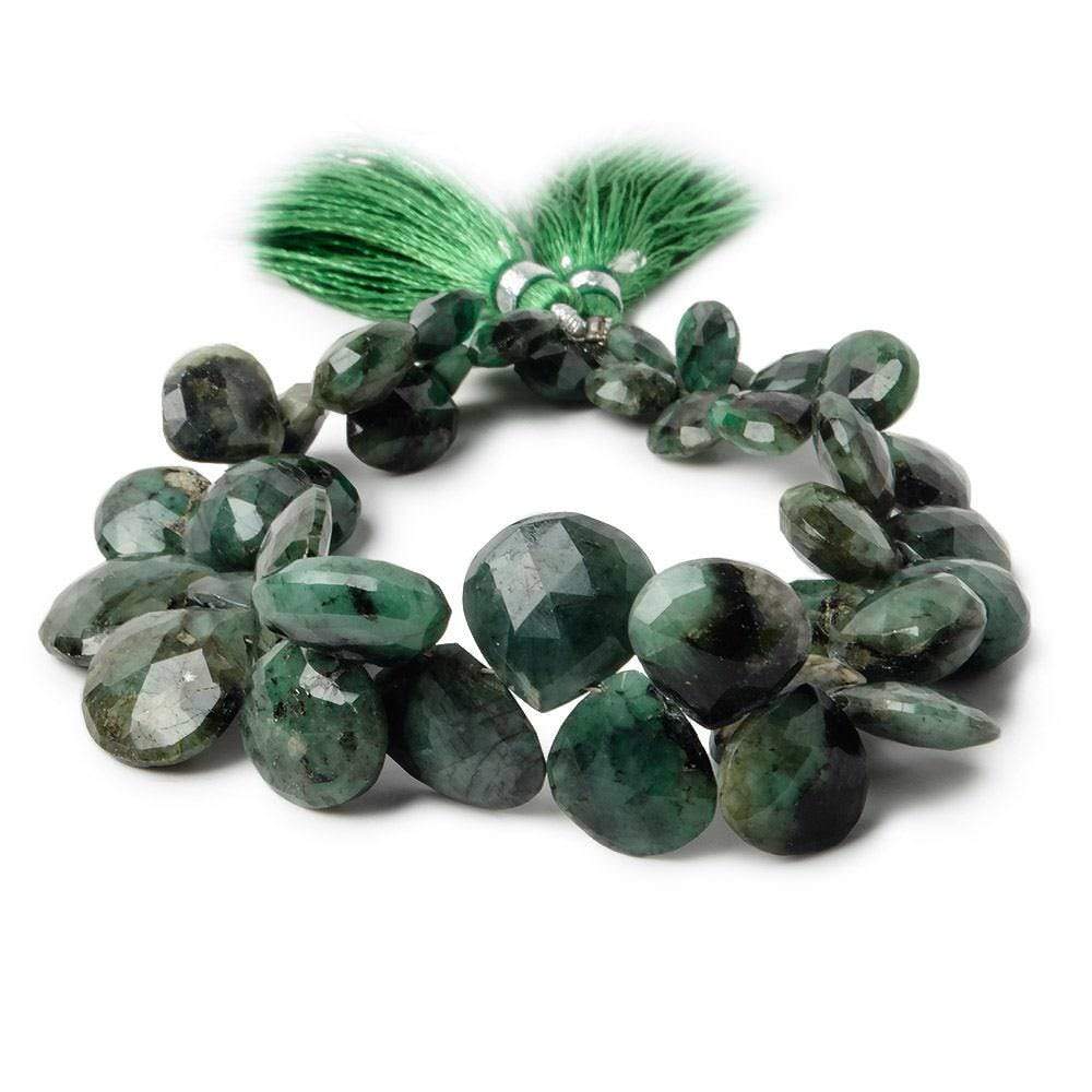 7x7-13x11mm Emerald Heart Briolette 7 inch 39 pieces