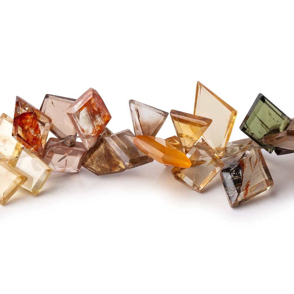 7x7-13x12mm Multi Color Golden Zircon Faceted Freeform 7.5 inch 70 Beads AAA