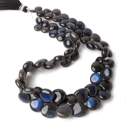 7x7-14x14mm Black Labradorite plain heart beads 13 inch 69 pieces AAA