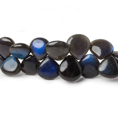 7x7-14x14mm Black Labradorite plain heart beads 13 inch 69 pieces AAA
