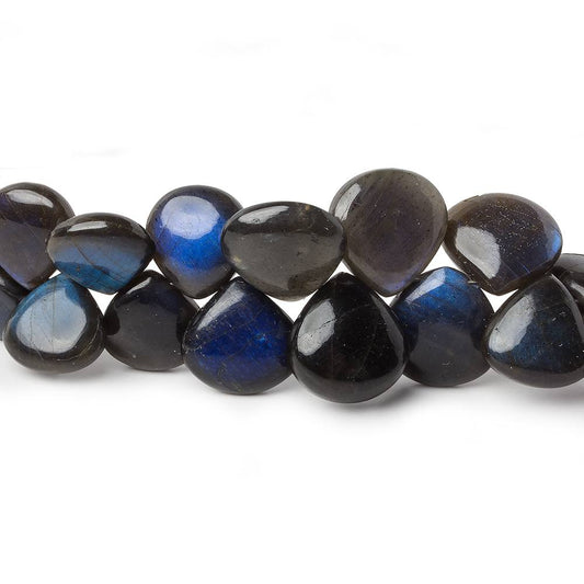 7x7-14x14mm Black Labradorite plain heart beads 13 inch 69 pieces AAA