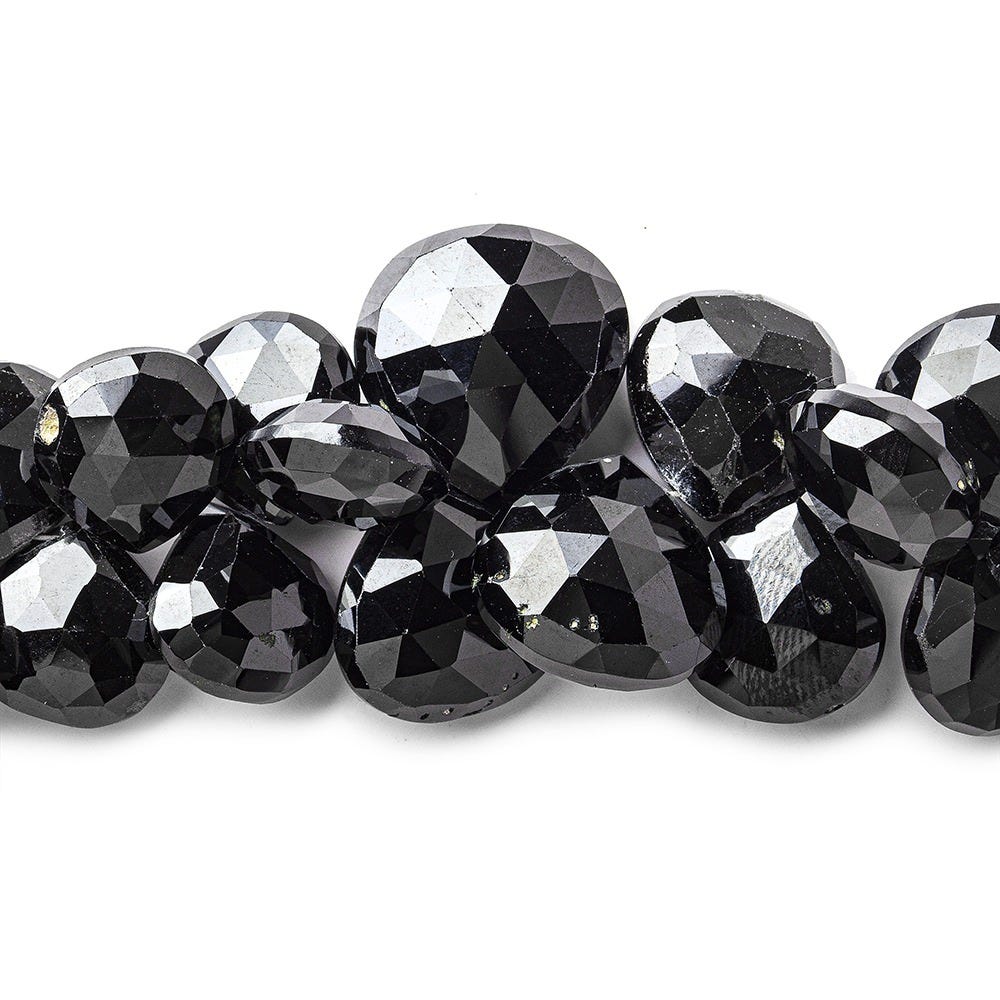 7-15mm Black Spinel Faceted Hearts 15.5 inch 90 Beads A