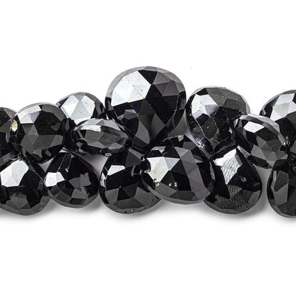7-15mm Black Spinel Faceted Hearts 15.5 inch 90 Beads A