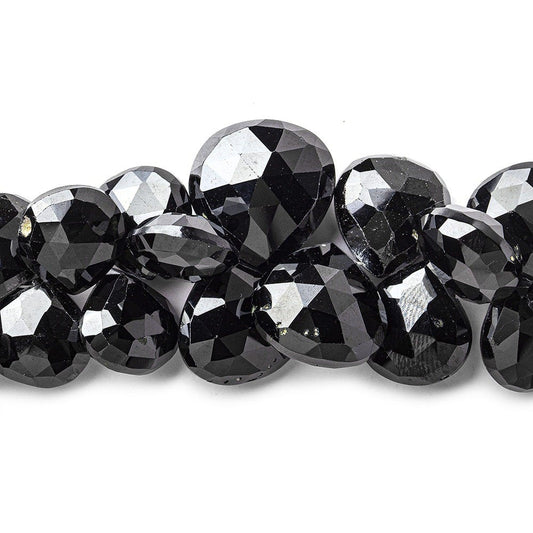 7-15mm Black Spinel Faceted Hearts 15.5 inch 90 Beads A