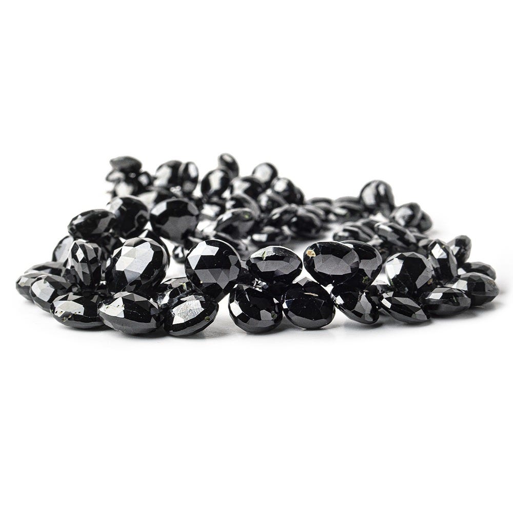 7-15mm Black Spinel Faceted Hearts 15.5 inch 90 Beads A