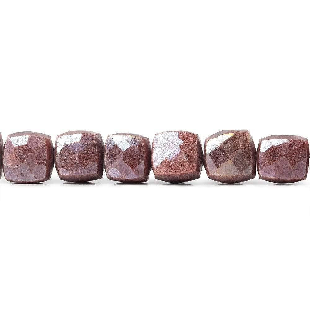 7x7-7.5x7.5mm Mystic Red Quartz faceted cubes 8 inch 27 beads AA