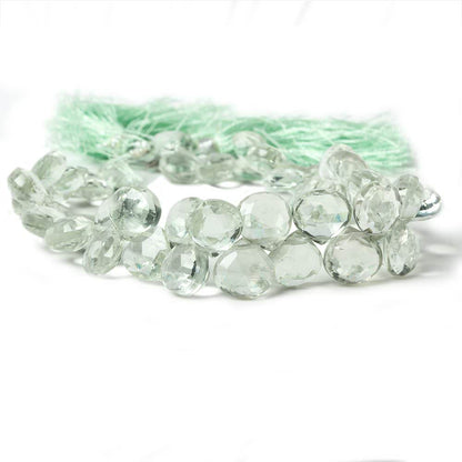 7x7-8.5x8.5mm Prasiolite faceted heart beads 8 inch 48 pieces