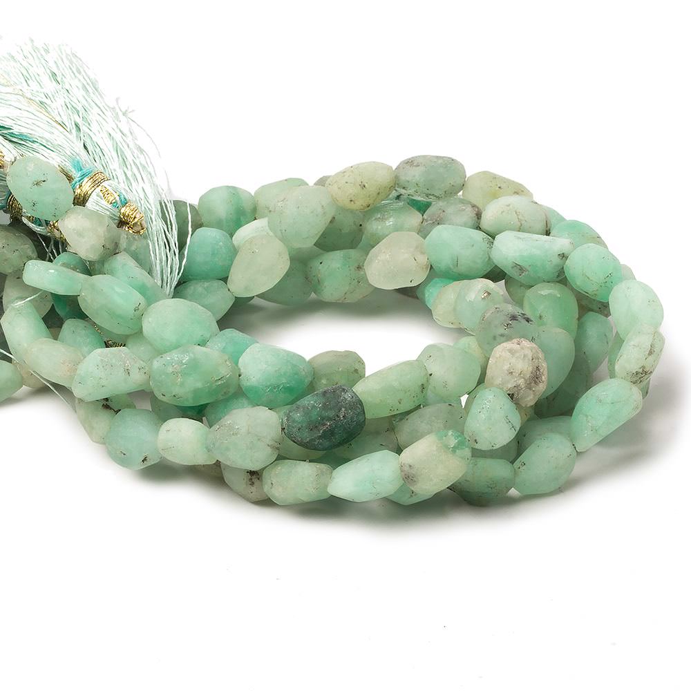 7x7-8x6mm Matte Colombian Emerald plain nugget beads 7.5 inch 22 pieces