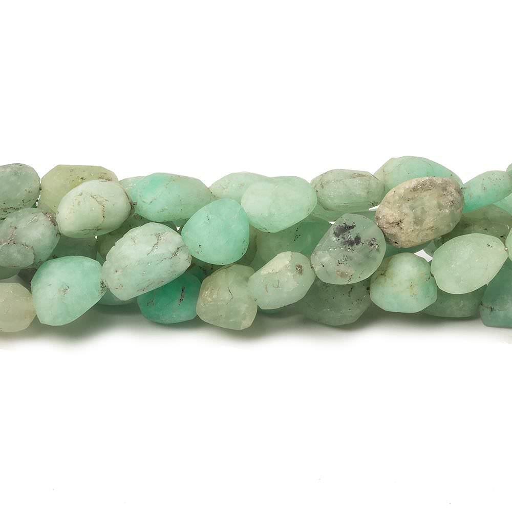 7x7-8x6mm Matte Colombian Emerald plain nugget beads 7.5 inch 22 pieces