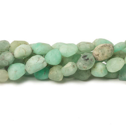 7x7-8x6mm Matte Colombian Emerald plain nugget beads 7.5 inch 22 pieces