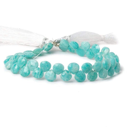 7x7-8x8mm Amazonite Faceted Heart Beads 8 inch 44 beads