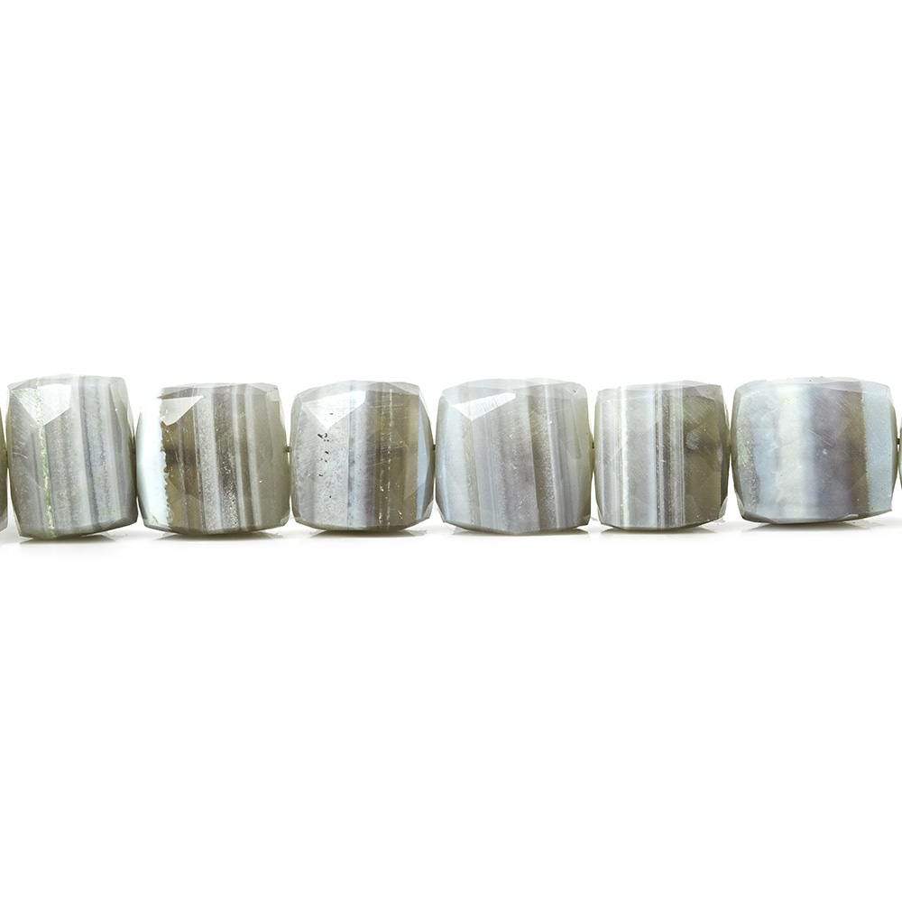 7x7-8x8mm Banded Agate faceted cubes 8 inch 26 beads A
