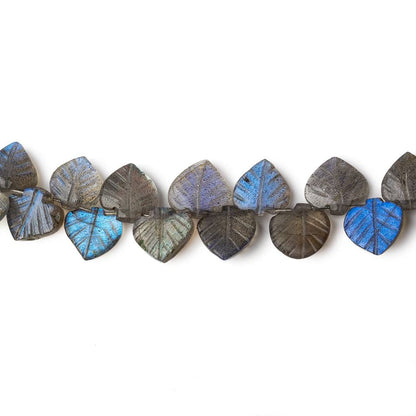 7x7-8x8mm Labradorite hand carved leaf beads 7 inch 41 pieces AAA