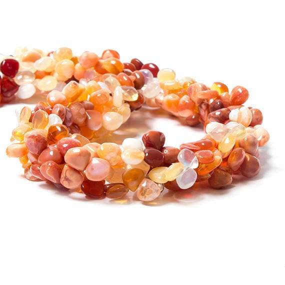7x7-8x8mm Mexican Fire Opal smooth heart briolette beads 16 inch 101 pieces