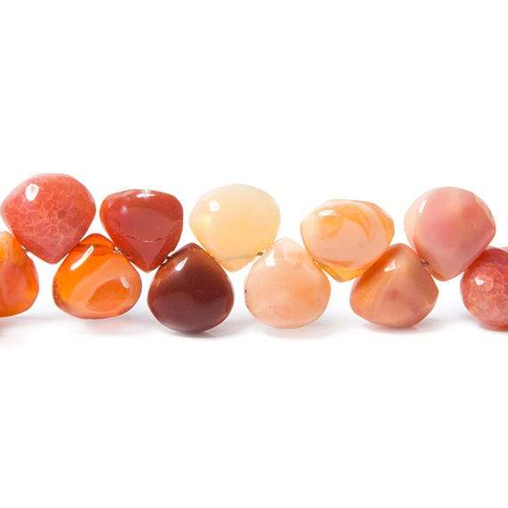 7x7-8x8mm Mexican Fire Opal smooth heart briolette beads 16 inch 101 pieces