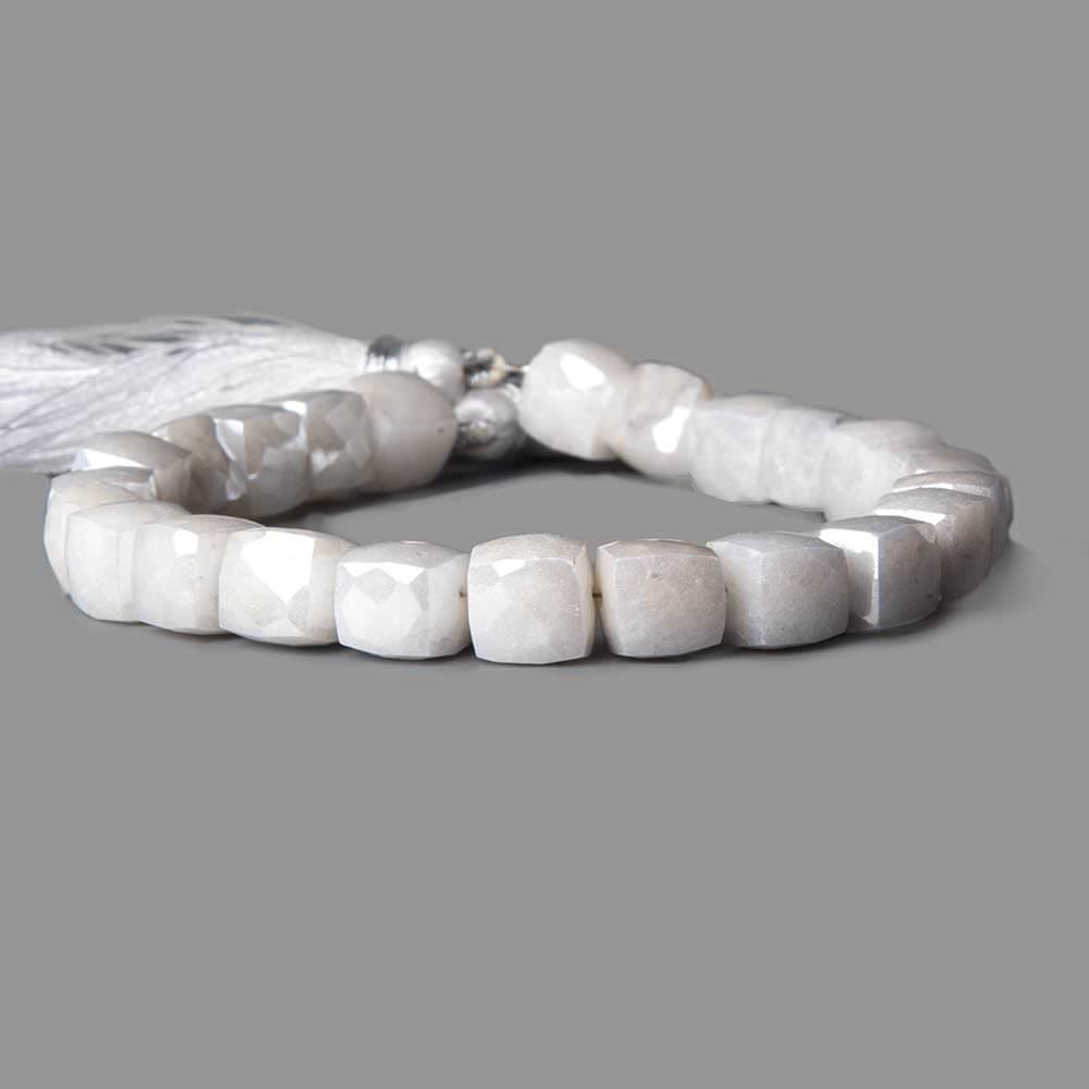 7x7-8x8mm Mystic White Quartz faceted cube beads 8 inch 27 pieces