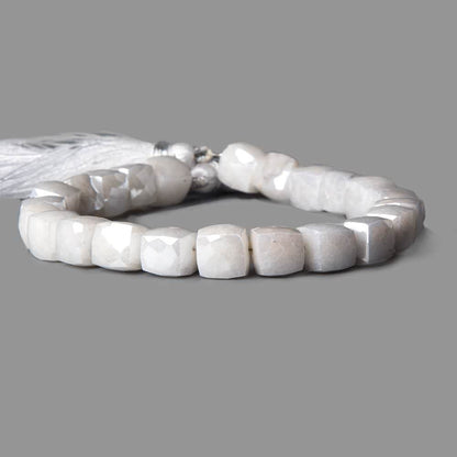 7x7-8x8mm Mystic White Quartz faceted cube beads 8 inch 27 pieces