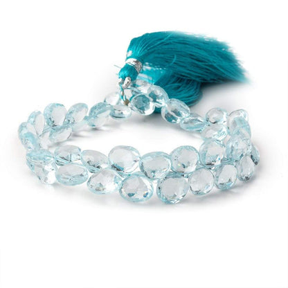 7x7-8x8mm Sky Blue Topaz Faceted Heart Briolettes 7 inch 43 pieces AAA