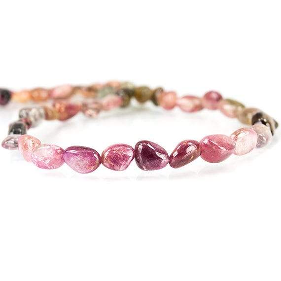7x7-9x6mm Multi Color Tourmaline Plain Nugget Beads 15 inch 46 beads