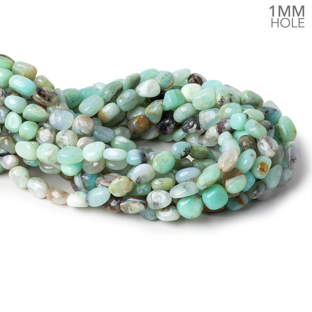 7-9mm Blue Peruvian Opal plain nuggets 13.5 inch 35 beads