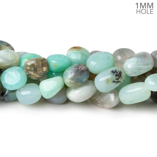 7-9mm Blue Peruvian Opal plain nuggets 13.5 inch 35 beads