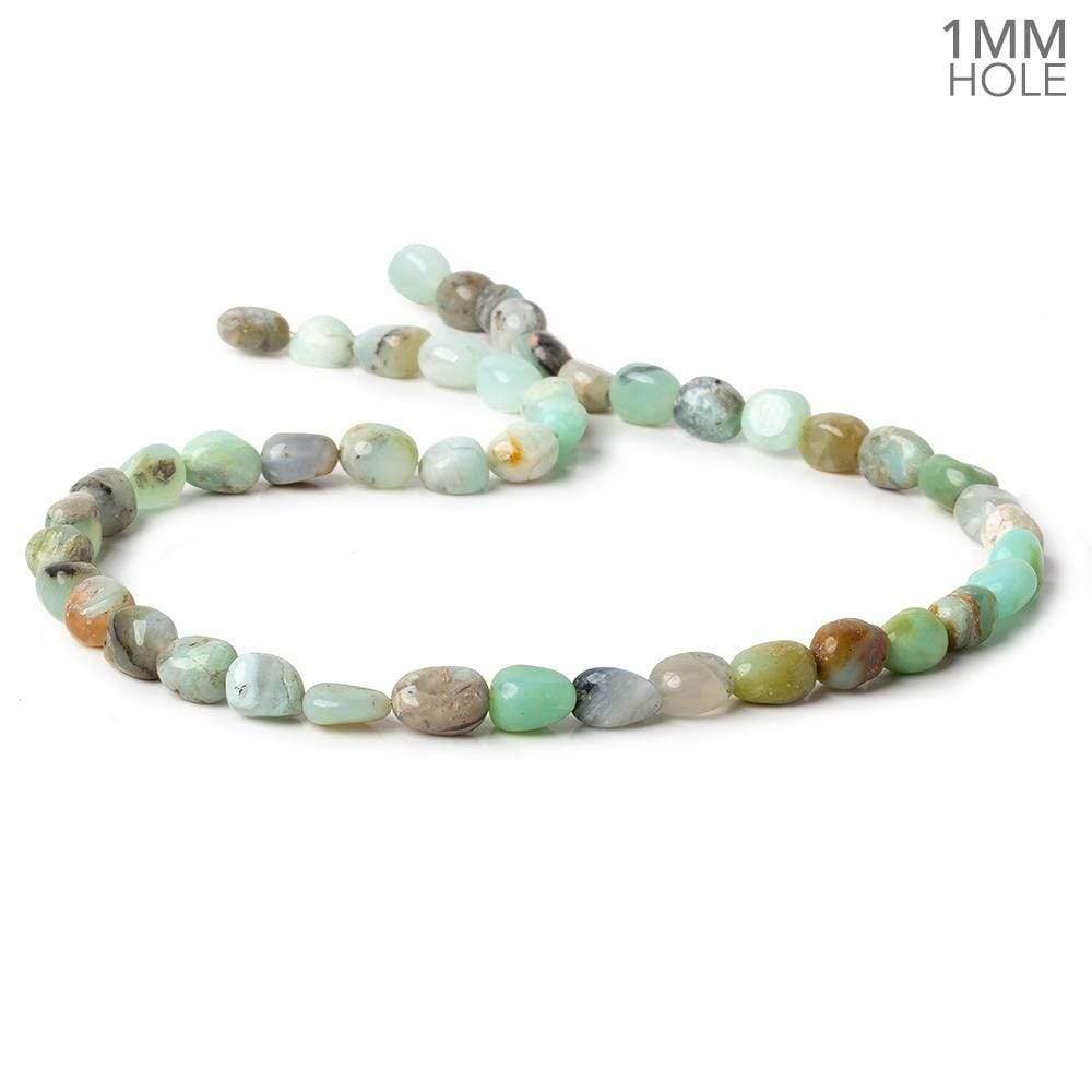 7-9mm Blue Peruvian Opal plain nuggets 13.5 inch 35 beads