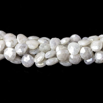 7x7-9x9mm Mystic Pearly White Quartz faceted hearts 16 inch 55 pieces