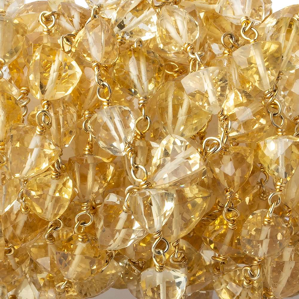 7x7mm Citrine Faceted Trillion Vermeil Chain by the foot