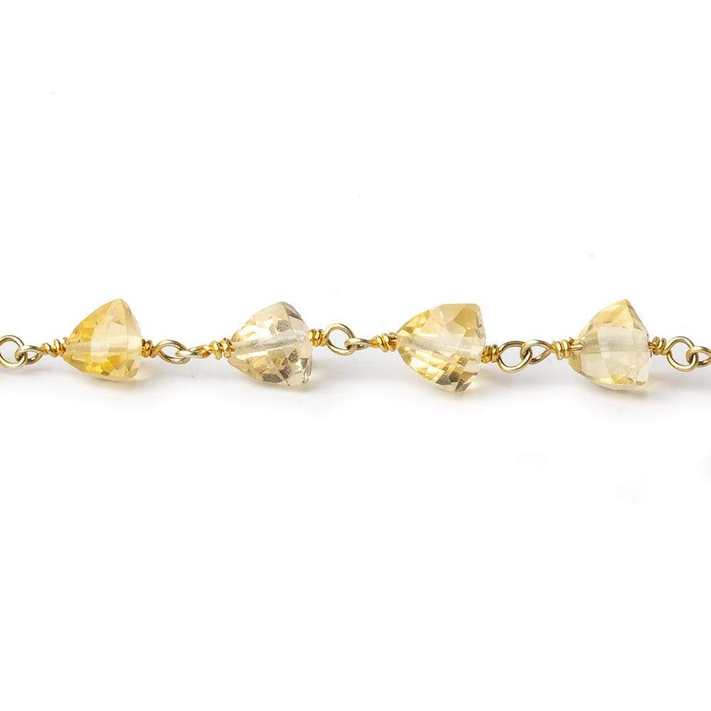 7x7mm Citrine Faceted Trillion Vermeil Chain by the foot