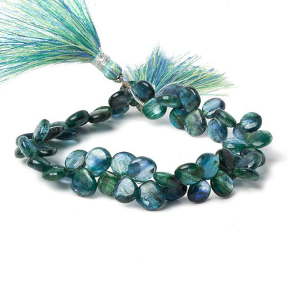 7x7mm Green Blue Kyanite Plain Heart Beads 8 inch 54 beads A