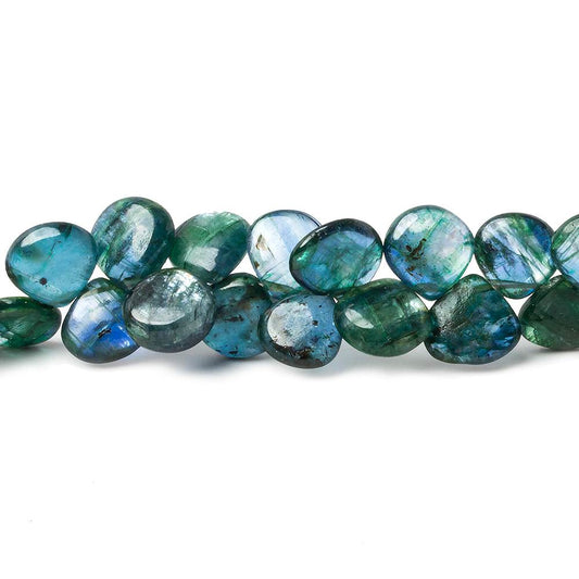 7x7mm Green Blue Kyanite Plain Heart Beads 8 inch 54 beads A