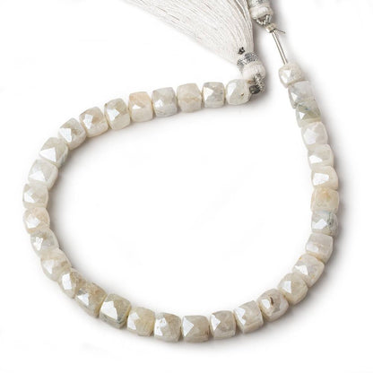 7x7mm Silverite Sapphire Faceted Cube beads 8 inch 30 pcs