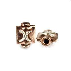 7mm Two toned Copper & Sterling Silver Bead with X, 2 pieces