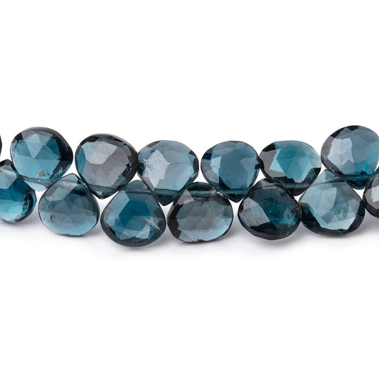 7-8mm London Blue Topaz Faceted Heart Beads 7.5 inch 52 pieces AA