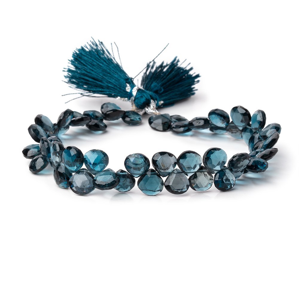 7x7x4mm London Blue Topaz Faceted Heart Beads 7.5 inch 52 pieces AA