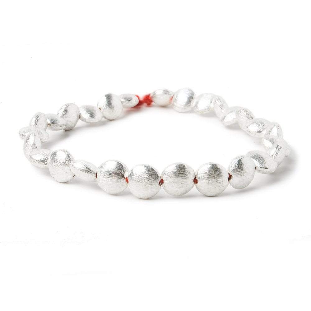 7x7x4mm Sterling Silver plated Copper Flat Brushed Coin 8 inch 29 pcs