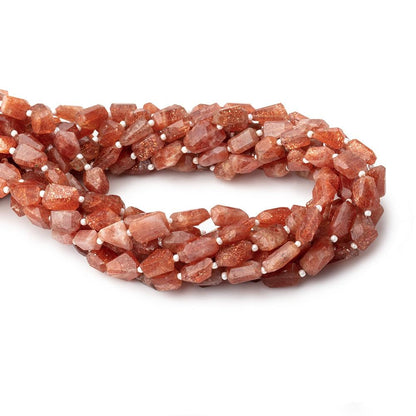 7x8-11x7mm Sunstone Faceted Nugget Beads 14 inch 30 pieces