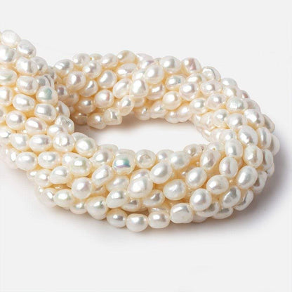 7x8 - 8x9.5mm Off White Straight Baroque Freshwater Pearls 16 inch 46 pieces