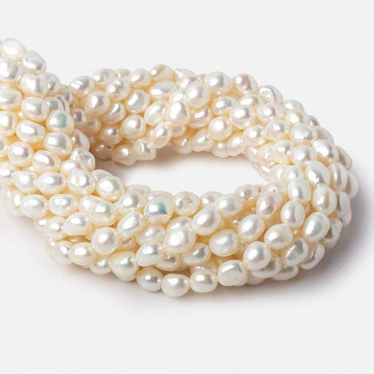 7x8 - 8x9.5mm Off White Straight Baroque Freshwater Pearls 16 inch 46 pieces