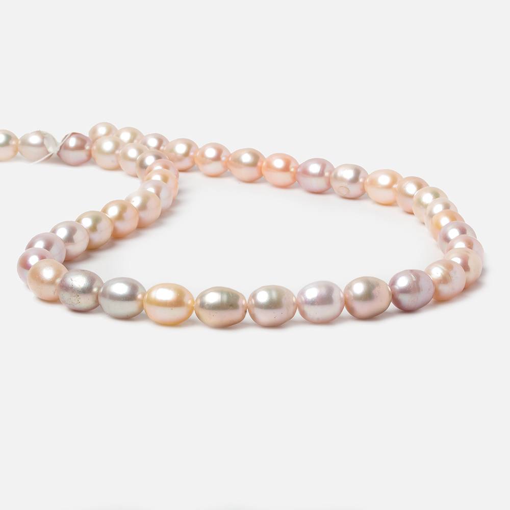 7x8-8x9mm Tri Color Oval Straight Drilled Freshwater Pearls 16 inch 43 pieces