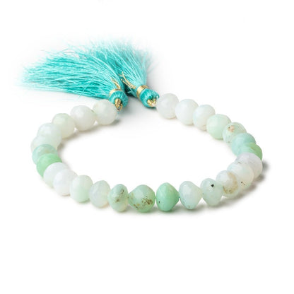 7x8-9x9mm Blue Peruvian Opal Faceted Candy Kiss beads 8 inch 23 beads