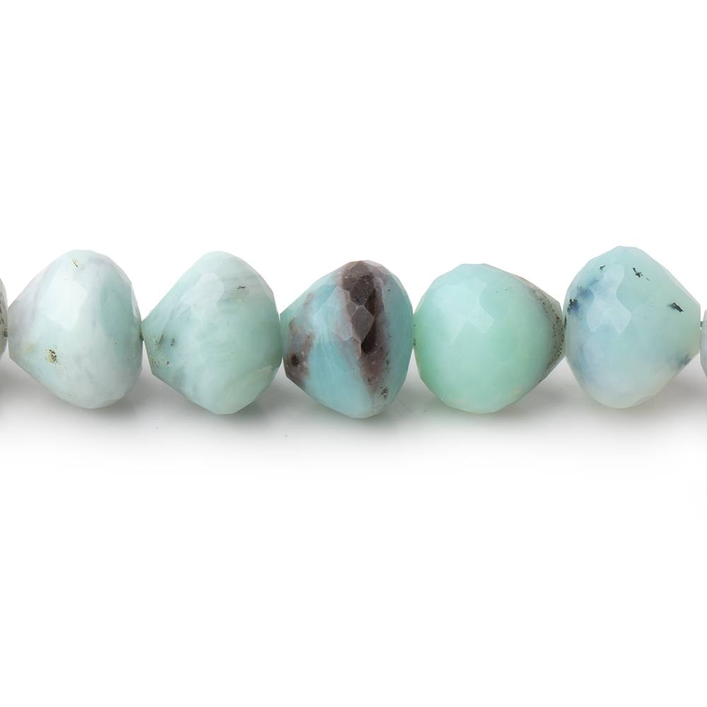 7x8-9x9mm Blue Peruvian Opal Faceted Candy Kiss beads 8 inch 23 beads