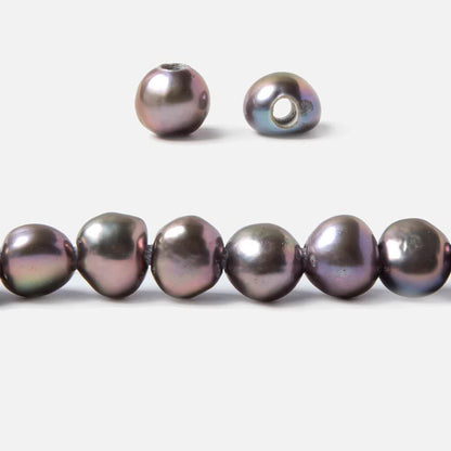 7x8.5-9x9.5mm Pink Peacock Baroque 2.5mm large hole Pearls 15 in. 49 pcs