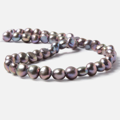 7x8.5-9x9.5mm Pink Peacock Baroque 2.5mm large hole Pearls 15 in. 49 pcs